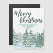 メリークリスマス水の色の森のモダン緑の挨拶 (正面/裏面)