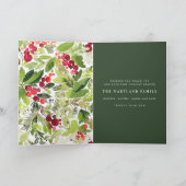 メリークリスマス水カラーフローラホリデーカード カード (内部)