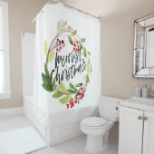 メリークリスマス水カラーフローラ シャワーカーテン (インサイチュ)