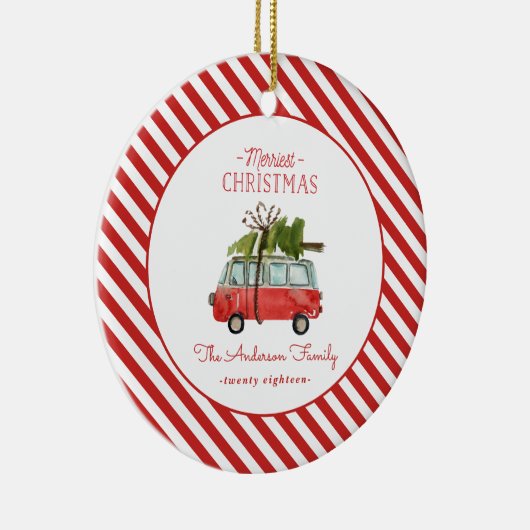 メリークリスマス水彩車写真 セラミックオーナメント (右)