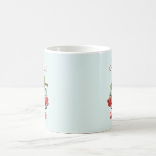 メリークリスマス水彩車 コーヒーマグカップ (中央)