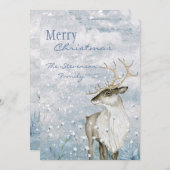 メリークリスマス水彩鹿雪のシーン名 シーズンカード (正面/裏面)
