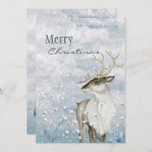 メリークリスマス水彩鹿雪のシーン名 シーズンカード (正面/裏面)