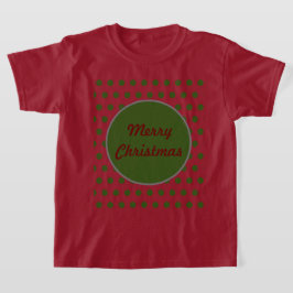 メリークリスマス水玉模様キッズTシャツ（マルーン） Tシャツ