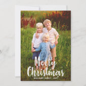 メリークリスマス活字おもしろい家族の写真 シーズンカード (正面)