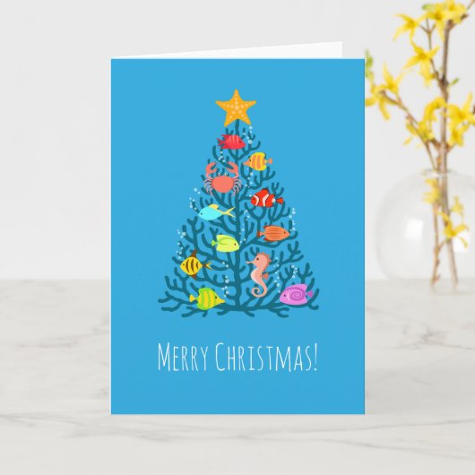 メリークリスマス海中サンゴ熱帯魚 カード (黄色い花)