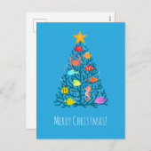 メリークリスマス海中サンゴ熱帯魚 シーズンポストカード (正面/裏面)