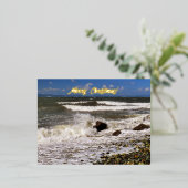 メリークリスマス海波ビーチ写真 箔シーズンポストカード (立ち正面)