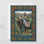 メリークリスマス海軍プレイドフランネル家族の写真 シーズンカード (正面)