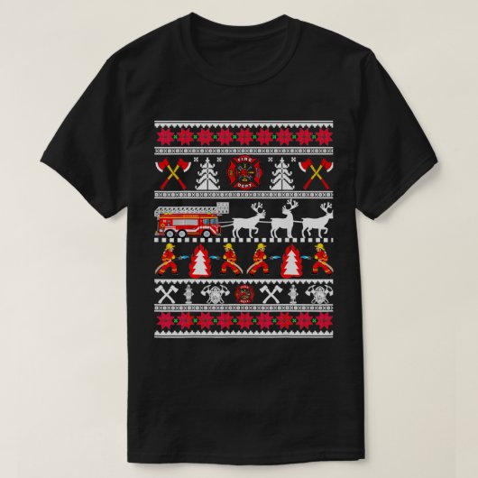 メリークリスマス消防士の消防士Ugl Tシャツ (デザイン正面)