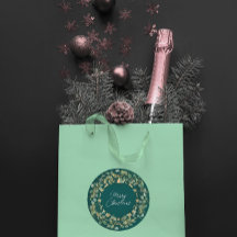 メリークリスマス深いグリーンリースウッドランド金ゴールド