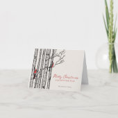 メリークリスマス深紅色樺の木ブランチ写真 シーズンカード (正面)