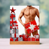 メリークリスマス滑りやすいジョー赤い白い銀の贈り物 アクリルサイン (ニュートラル)