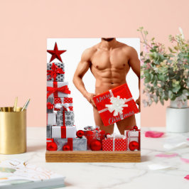 メリークリスマス滑りやすいジョー赤い白い銀の贈り物 アクリルサイン