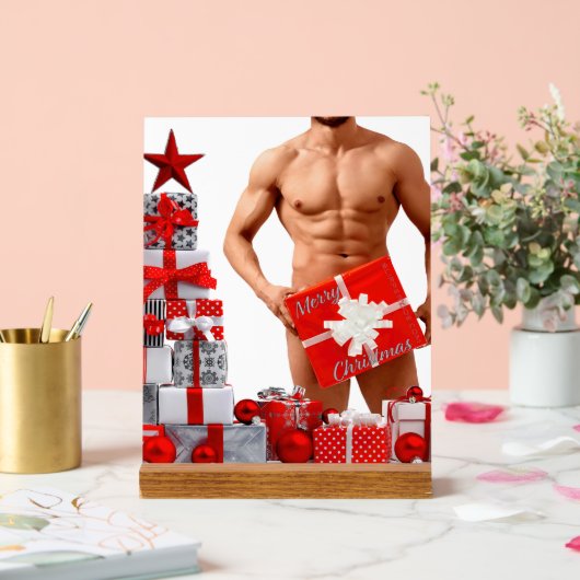 メリークリスマス滑りやすいジョー赤い白い銀の贈り物 アクリルサイン (ウェディング)