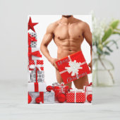 メリークリスマス滑りやすいジョー赤い白い銀の贈り物 シーズンカード (スタンド正面)