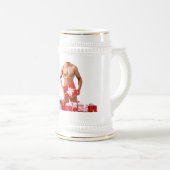メリークリスマス滑りやすいジョー赤い白い銀の贈り物 ビールジョッキ (正面右)