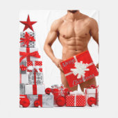 メリークリスマス滑りやすいジョー赤い白い銀の贈り物 フリースブランケット (正面)