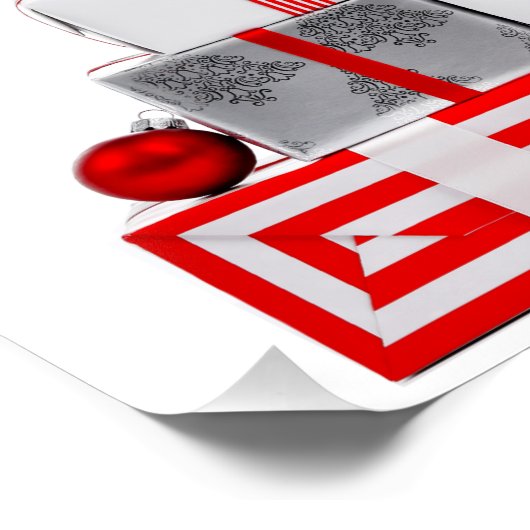 メリークリスマス滑りやすいジョー赤い白い銀の贈り物 ポスター (コーナー)