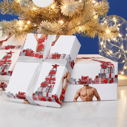 メリークリスマス滑りやすいジョー赤い白い銀の贈り物 ラッピングペーパー (クリスマス)