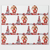 メリークリスマス滑りやすいジョー赤い白い銀の贈り物 ラッピングペーパー (フラット)