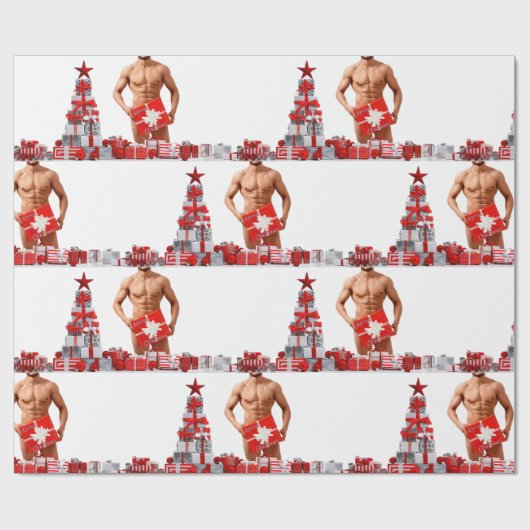 メリークリスマス滑りやすいジョー赤い白い銀の贈り物 ラッピングペーパー (フラット)