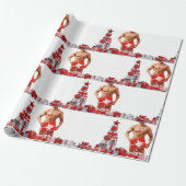 メリークリスマス滑りやすいジョー赤い白い銀の贈り物 ラッピングペーパー (アンロールド)