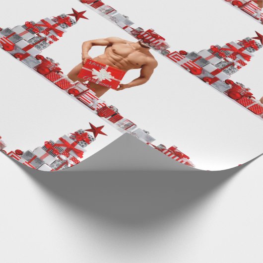 メリークリスマス滑りやすいジョー赤い白い銀の贈り物 ラッピングペーパー (角)