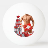 メリークリスマス滑りやすいジョー赤い白い銀の贈り物 卓球ボール (裏面)