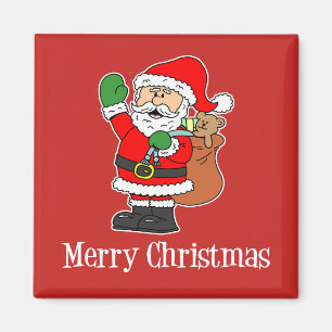 メリークリスマス漫画のサンタさんが赤い背景 マグネット