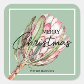 メリークリスマス熱帯花 スクエアシール (正面)