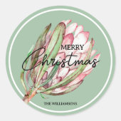 メリークリスマス熱帯花 ラウンドシール (正面)