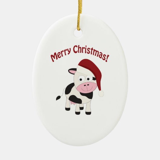 メリークリスマス牛 セラミックオーナメント (正面)