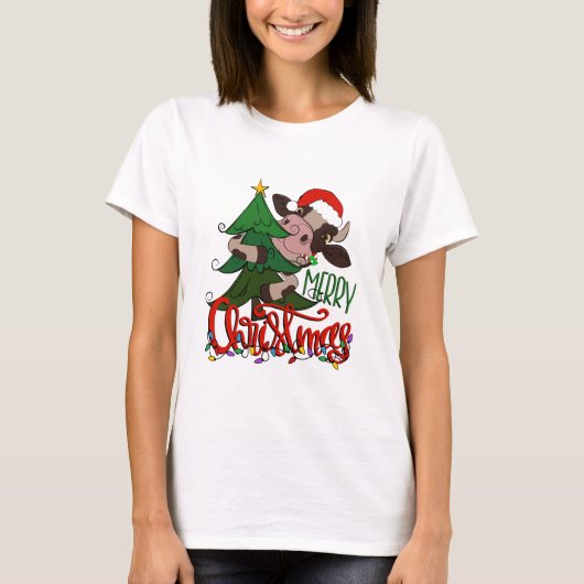 メリークリスマス牛 Tシャツ (正面)