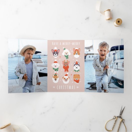 メリークリスマス犬たち 三つ折りクリスマスカード (内部)