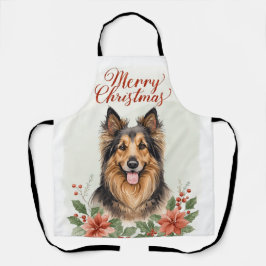 メリークリスマス犬のフェスティブホリデーキッチンエプロン エプロン