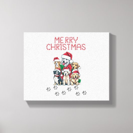 メリークリスマス犬 キャンバスプリント (正面)