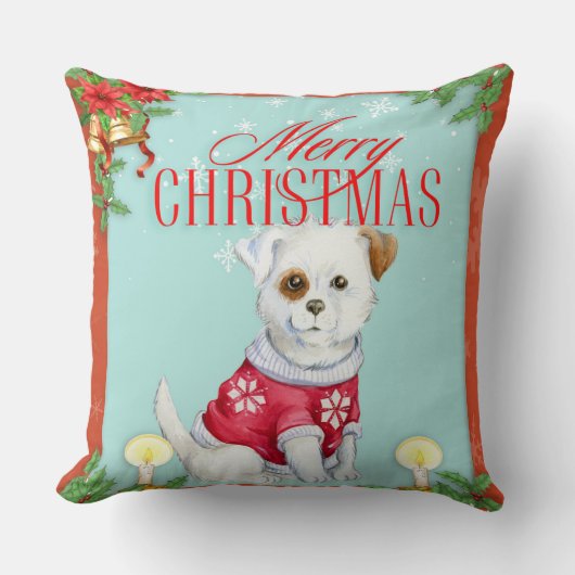 メリークリスマス犬 クッション (正面)
