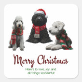 メリークリスマス犬 スクエアシール (正面)