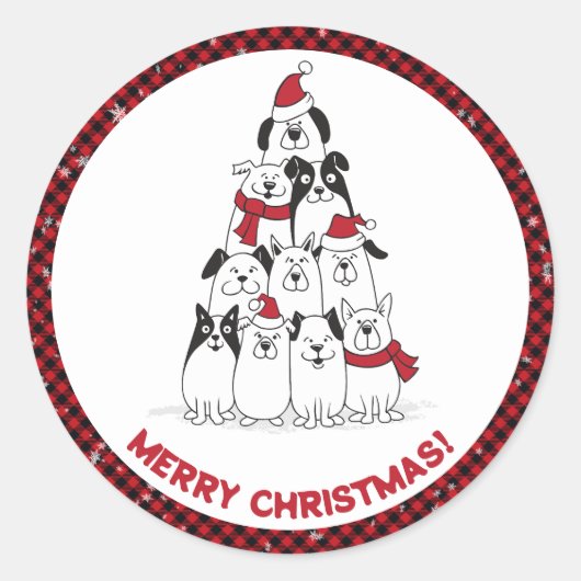 メリークリスマス犬 ラウンドシール (正面)