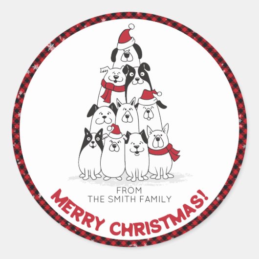 メリークリスマス犬 ラウンドシール (正面)