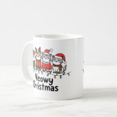 メリークリスマス猫とイルミネーションの楽しいホリデーグッズ コーヒーマグカップ (正面左)
