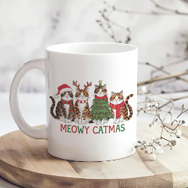 メリークリスマス猫とイルミネーションの楽しいホリデーグッズ コーヒーマグカップ