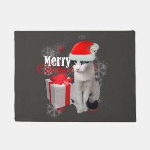 メリークリスマス猫とパック ドアマット