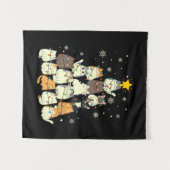 メリークリスマス猫のクリスマスツリー タペストリー (正面(横))