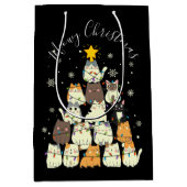 メリークリスマス猫のツリー ミディアムペーパーバッグ (正面)