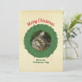 メリークリスマス猫のリースペット写真 シーズンカード (スタンド正面)