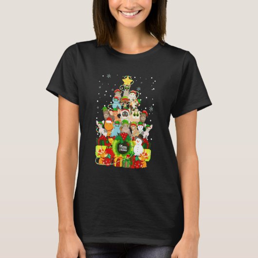 メリークリスマス猫の木クリスマス猫 Tシャツ (正面)