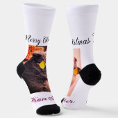 メリークリスマス猫の犬のペット動物の愛写真 ソックス (傾斜あり)