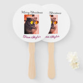 メリークリスマス猫の犬のペット動物の愛写真 ハンドファン (正面&裏面)